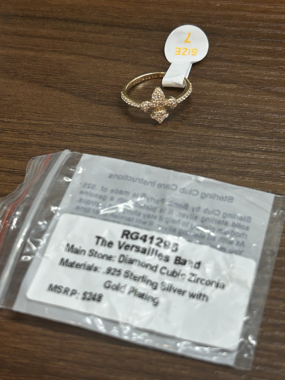Bomb Party Sterling Club Vermeil Ring Size 7 “The Versailles Band” RG41298 Gold