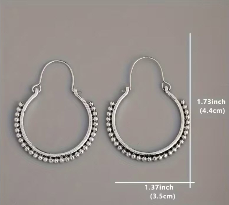 BRIGHTON BEACH Silver Color Hoop Tribal Jewelry