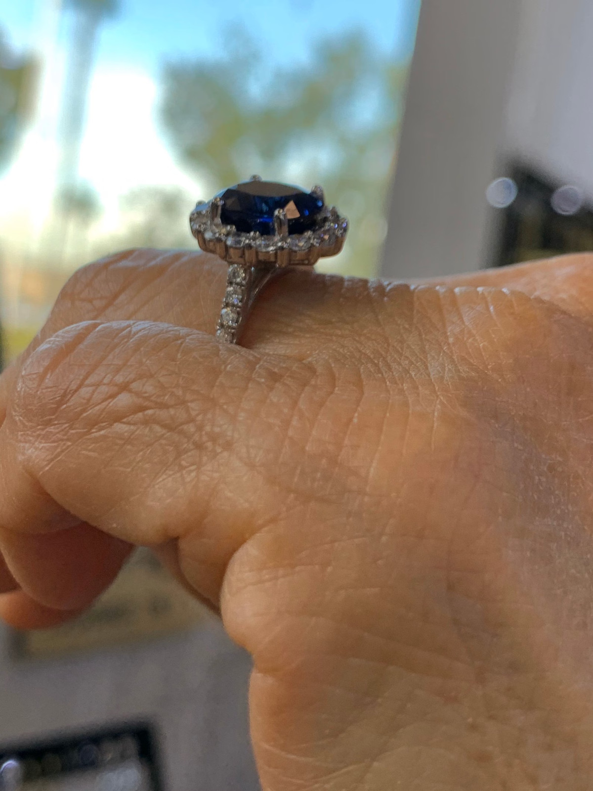 4.50 Ct Oval Cut Natural Sapphire Diamond Engagement Ring 14K White Gold Size 7