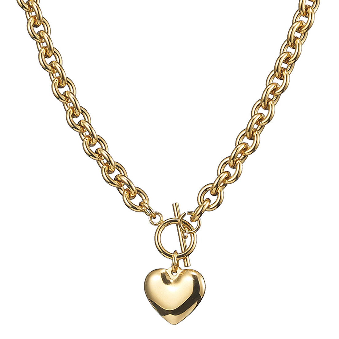 7″-40″ Silver/Gold Women Heart Choker Necklace 316L stainless steel Rolo Chain