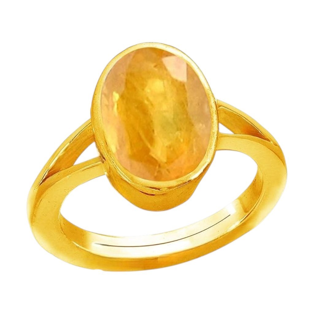 Certified 8.25 Ct Yellow Sapphire Ring Gold Plated Adjustable Men Women Gift