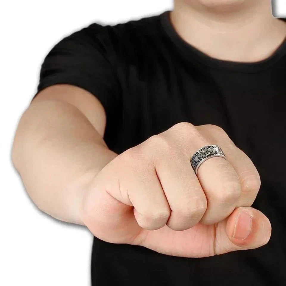 Feng Shui Pixiu Adjustable Ring Buddhist Mantra Attract Wealth Lucky Ring Charm