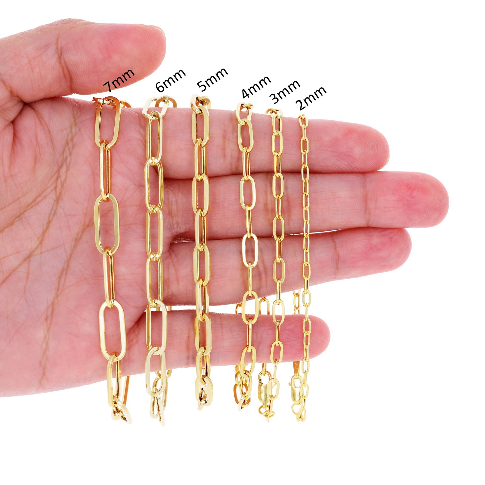 10k Yellow Gold Paperclip 2mm-7mm Chain Cable Rolo Bracelet Mens Womens 7″ – 8″