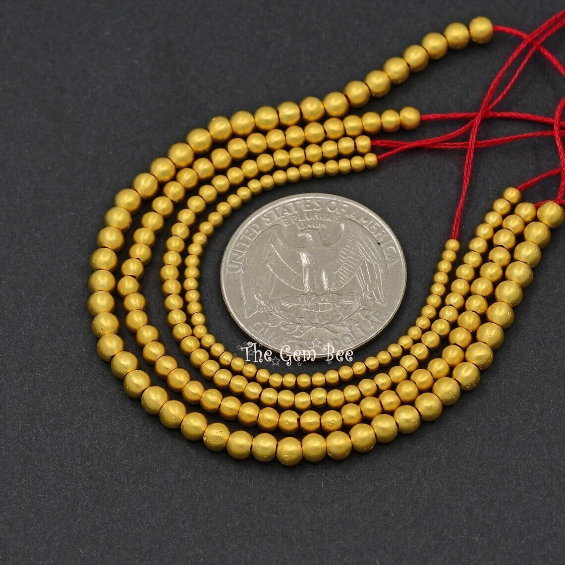 18k Yellow Gold 2/2.5/3/3.5mm Matte Finish Handmade Off Round Spacer Bead (10)