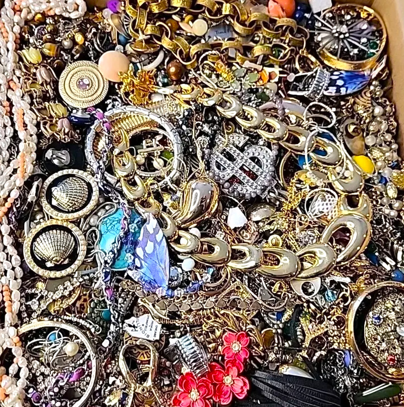 Jewelry Lot 3 Pounds Untested Huge Lot VTG to New Junk & Wear Resell Tangled In