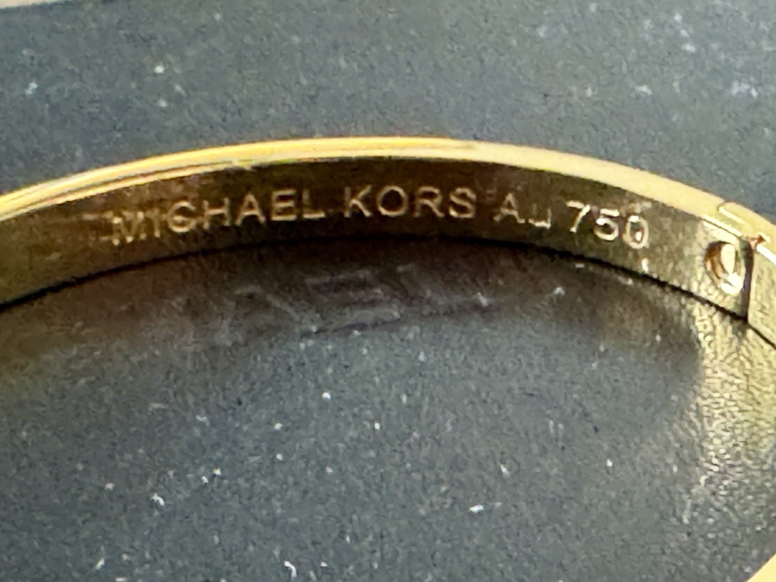 Michael Kors Gold Tone Pavé White Crystal Hinged Bangle Cuff Bracelet AJ750