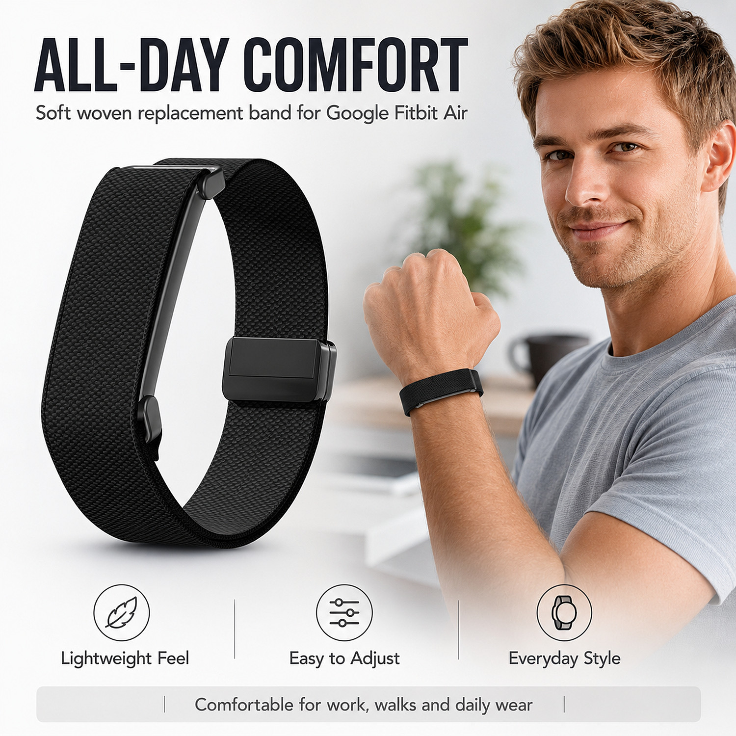 For Google Fitbit Air (2026) Magnetic Buckle Sports Nylon Loop Strap Band Case