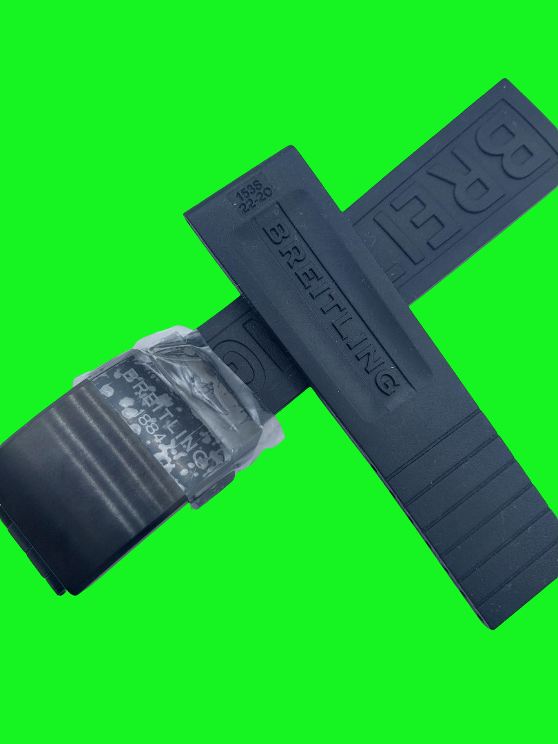 Breitling 22-20 mm black silicone strap with black steel buckle for Heritage