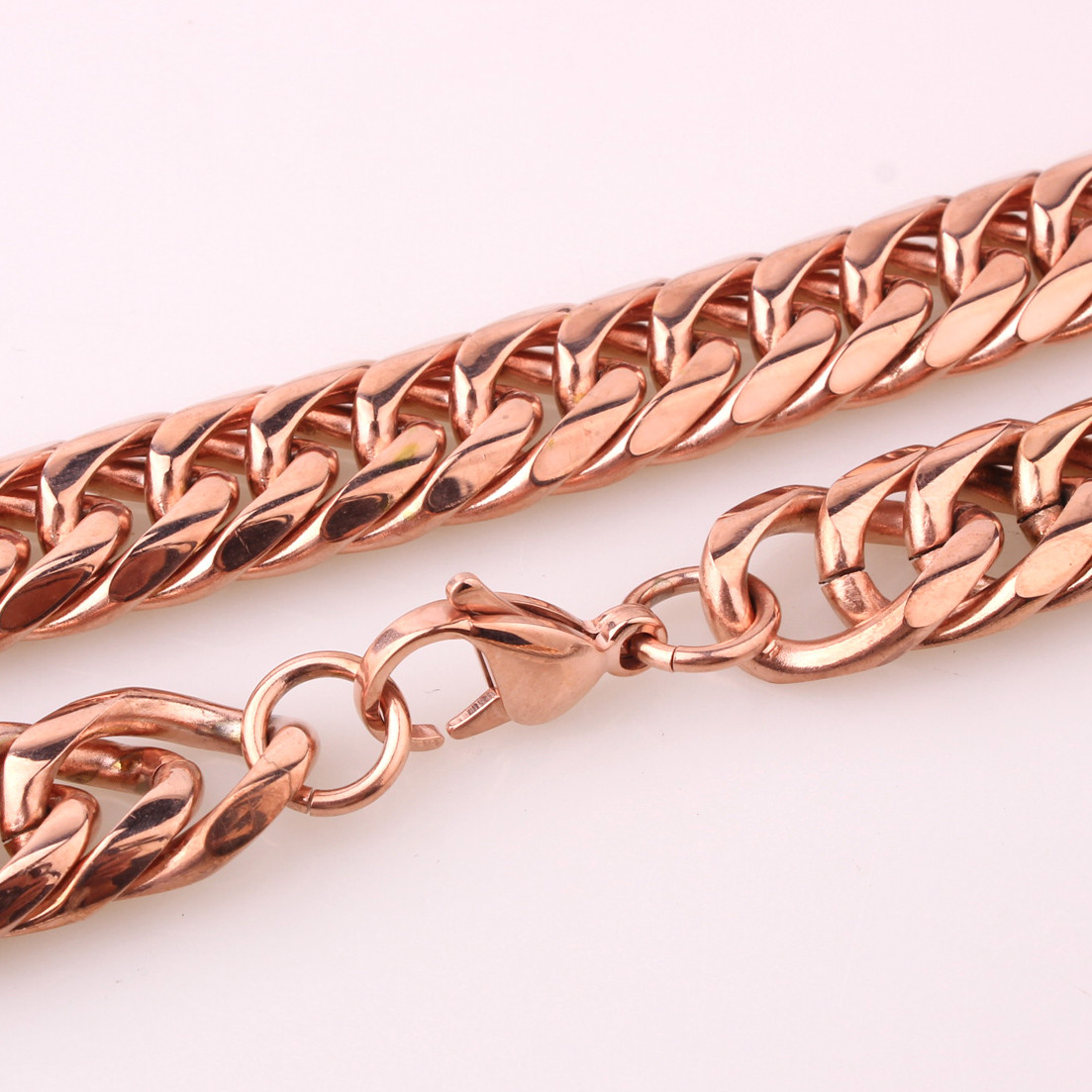 9/11/13/16mm Heavy Stainless Steel Rose Gold Mens Curb Chain Necklace Bracelet