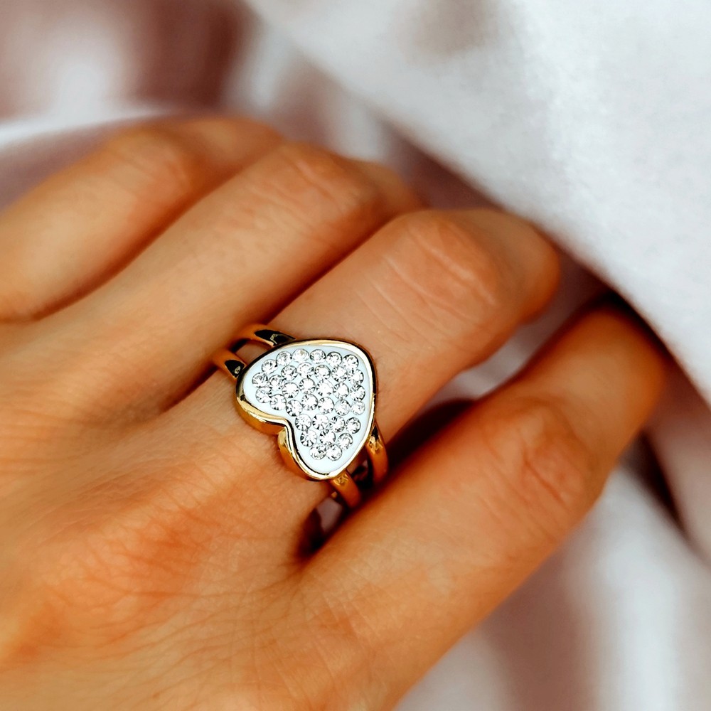 20Pcs Luxury Gold Full Zircon Ring For Women Assorted Style Stainless Steel Ring