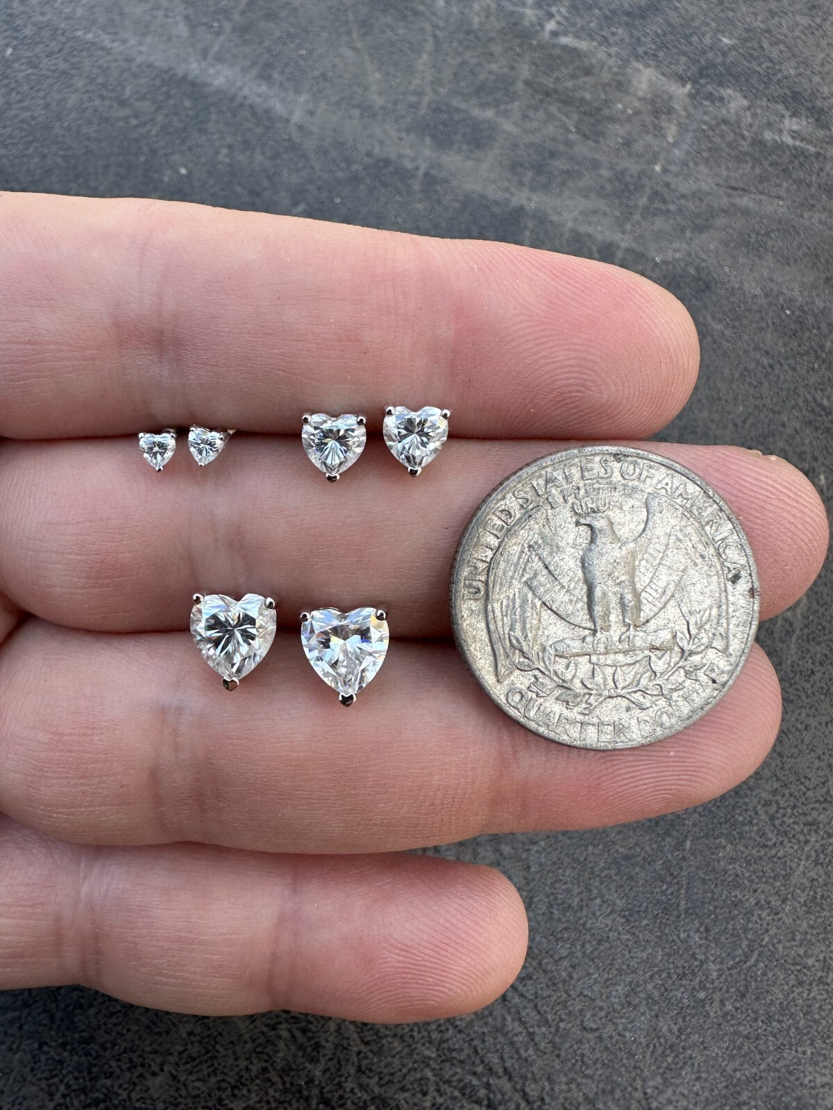 Real Moissanite Solitaire Stud Earrings Heart Shaped Fancy Cut 925 Silver 3-7mm