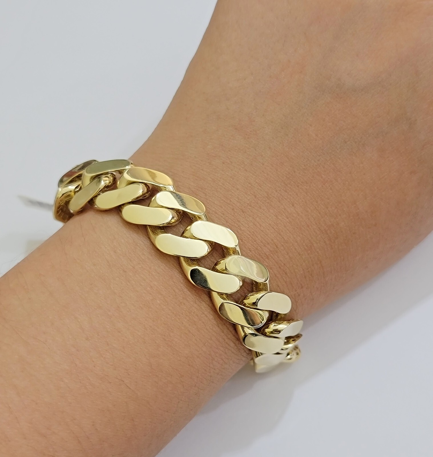 Mens 10k Yellow Gold Bracelet Royal Cuban Link 8.5 inch 15mm Real 10KT