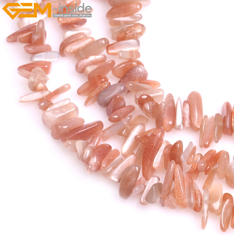 Natural Stone Pionts Sticks Spike Sunstone Larimar Loose Bead Jewelry Making 15″