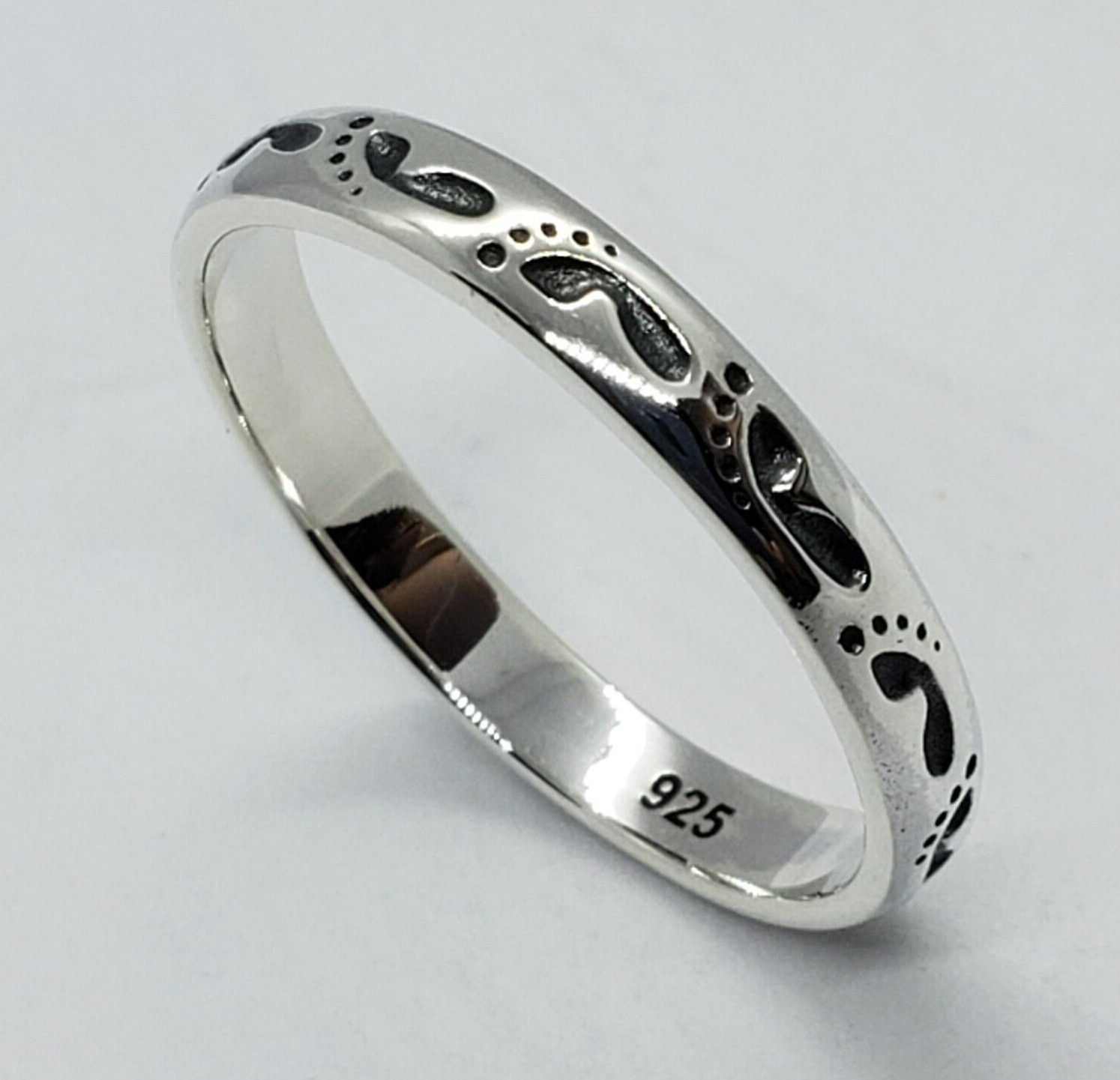 3mm Sterling Silver Footprints in The Sand Stackable Ring 1/8 inch Sizes 6 to 10