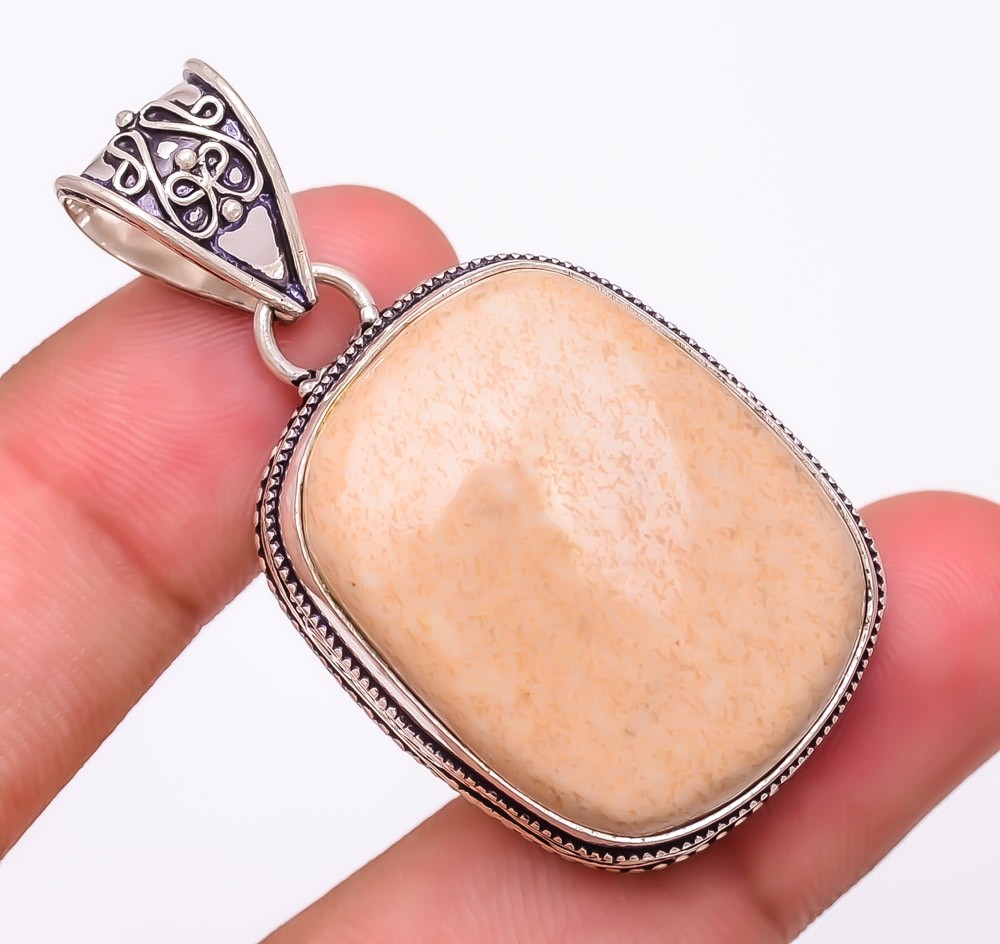 Natural Picture Mookaite Gemstone 925 Silver Plated Jewelry Pendant 2.0″ M1476