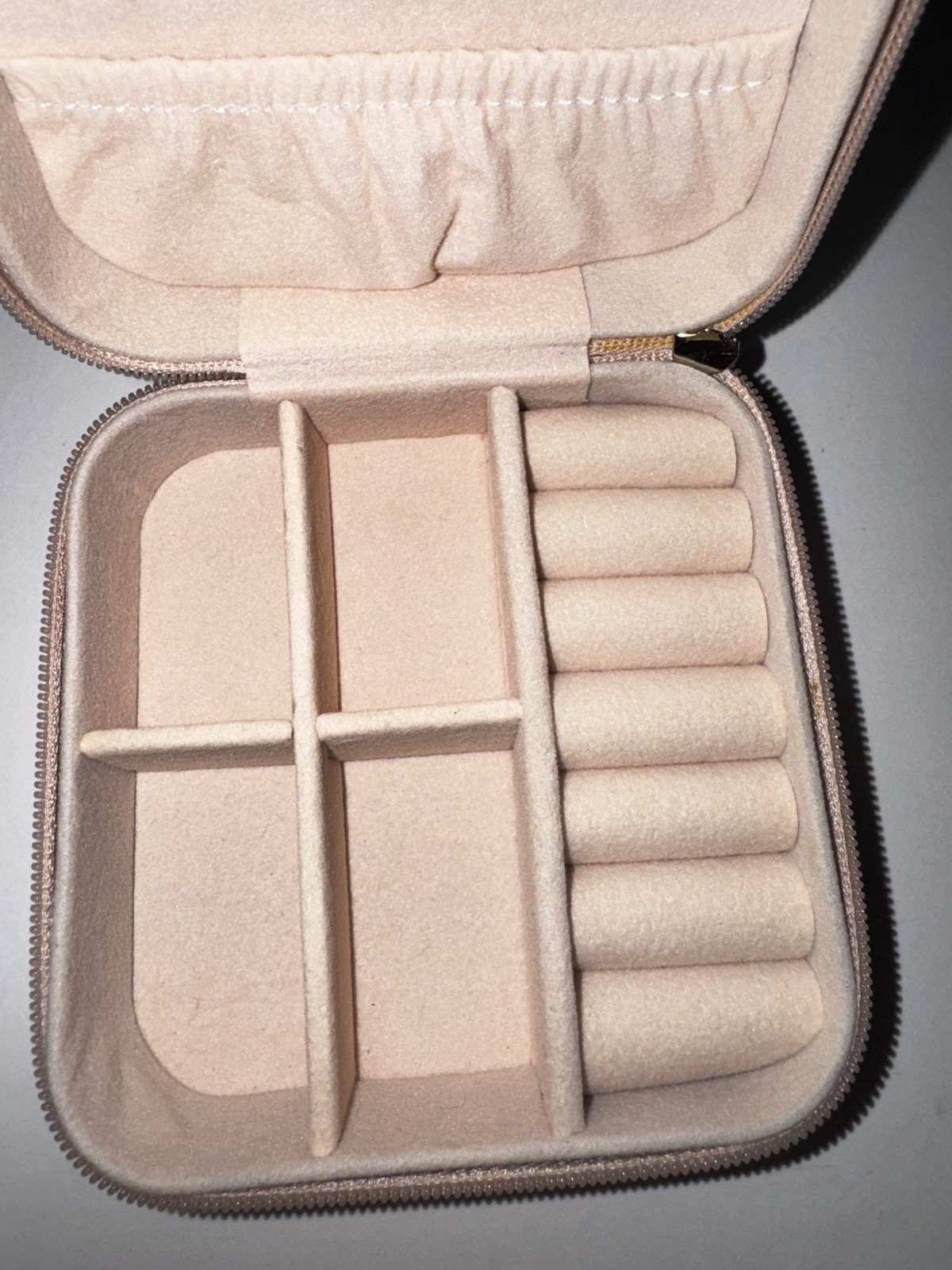 Pink Faux Leather Zip-Around Travel Jewelry Case, Velvet Lined