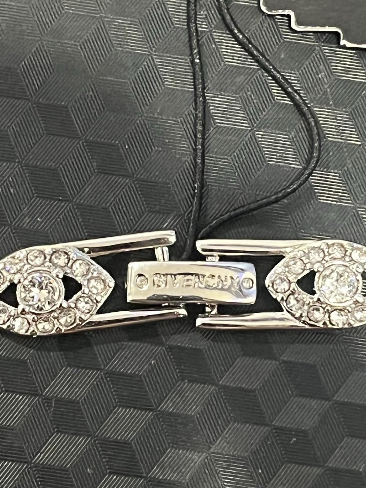 Givenchy Signed Silver Tone Pavé Crystal Rhinestone Link Bracelet Box Closure