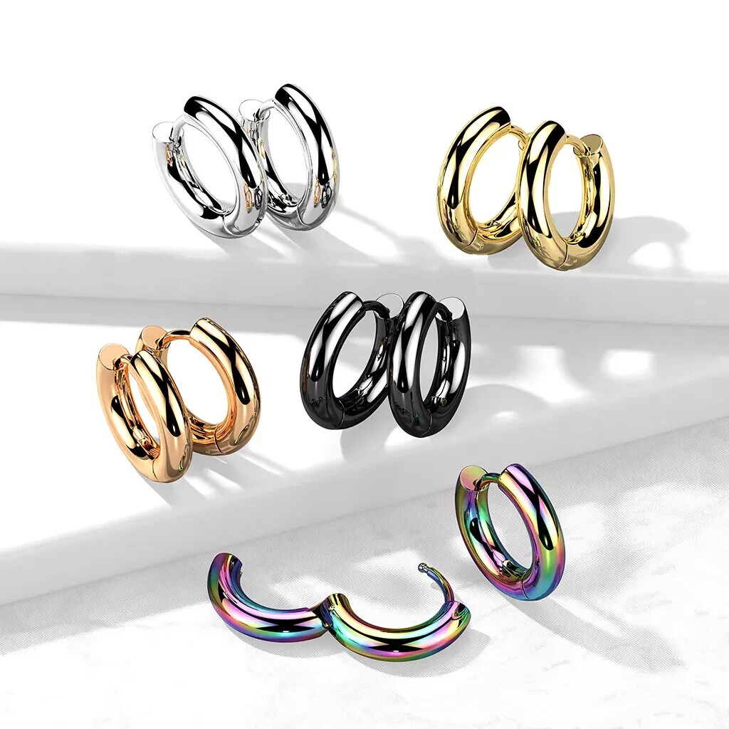 Stainless Steel 9 Gauge Huggie Hoop Earrings Unisex Women Men 14/16/18/20MM E8