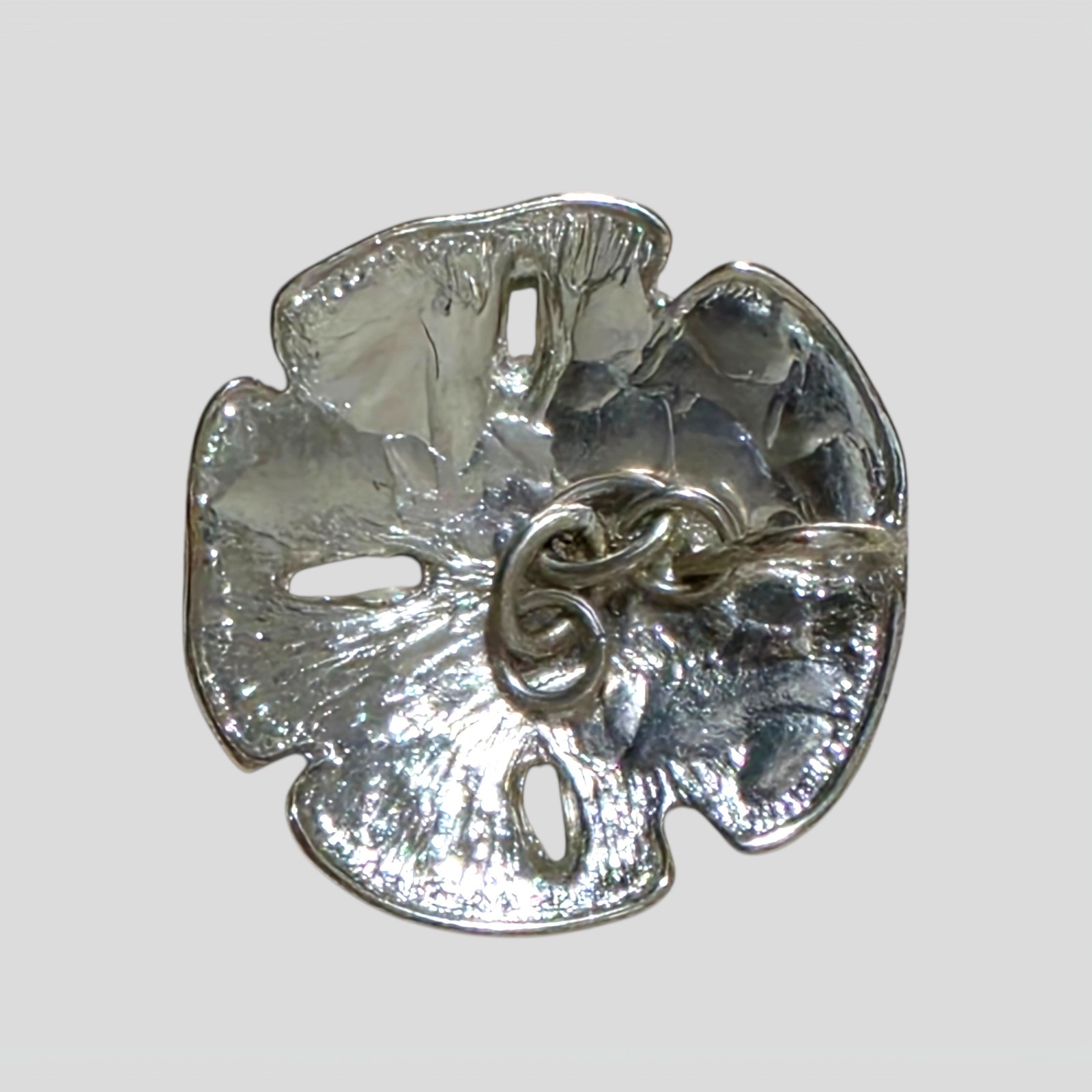 Sand Dollar Pendant Silver Tone Beach Ocean Nautical Statement Charm Coastal