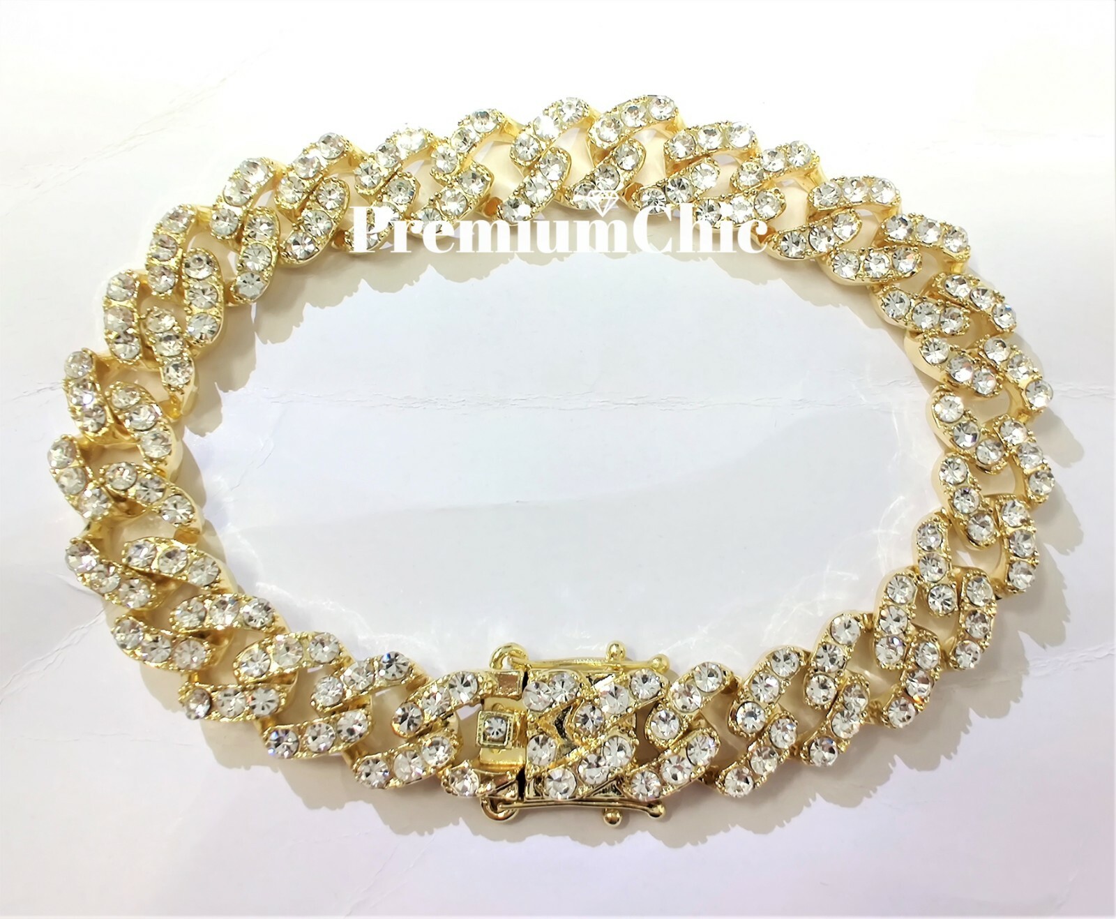 Mens Miami Cuban Link Chain or Bracelet ICED CZ Gold Plated Hip Hop CZ Jewelry