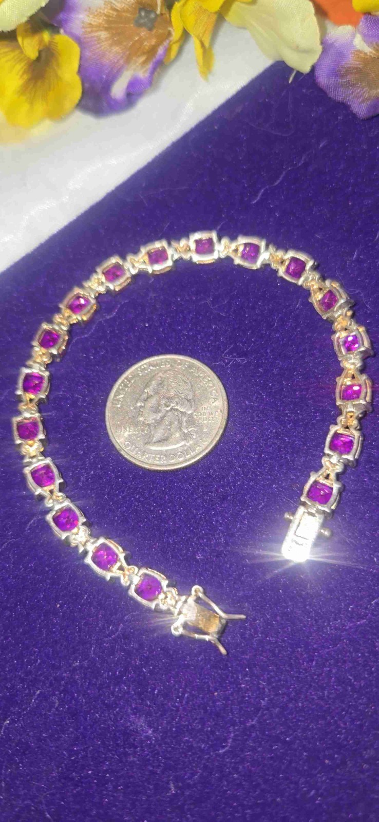Breathtaking Ruby Jemstones Set In Sterling Tennis Bracelet