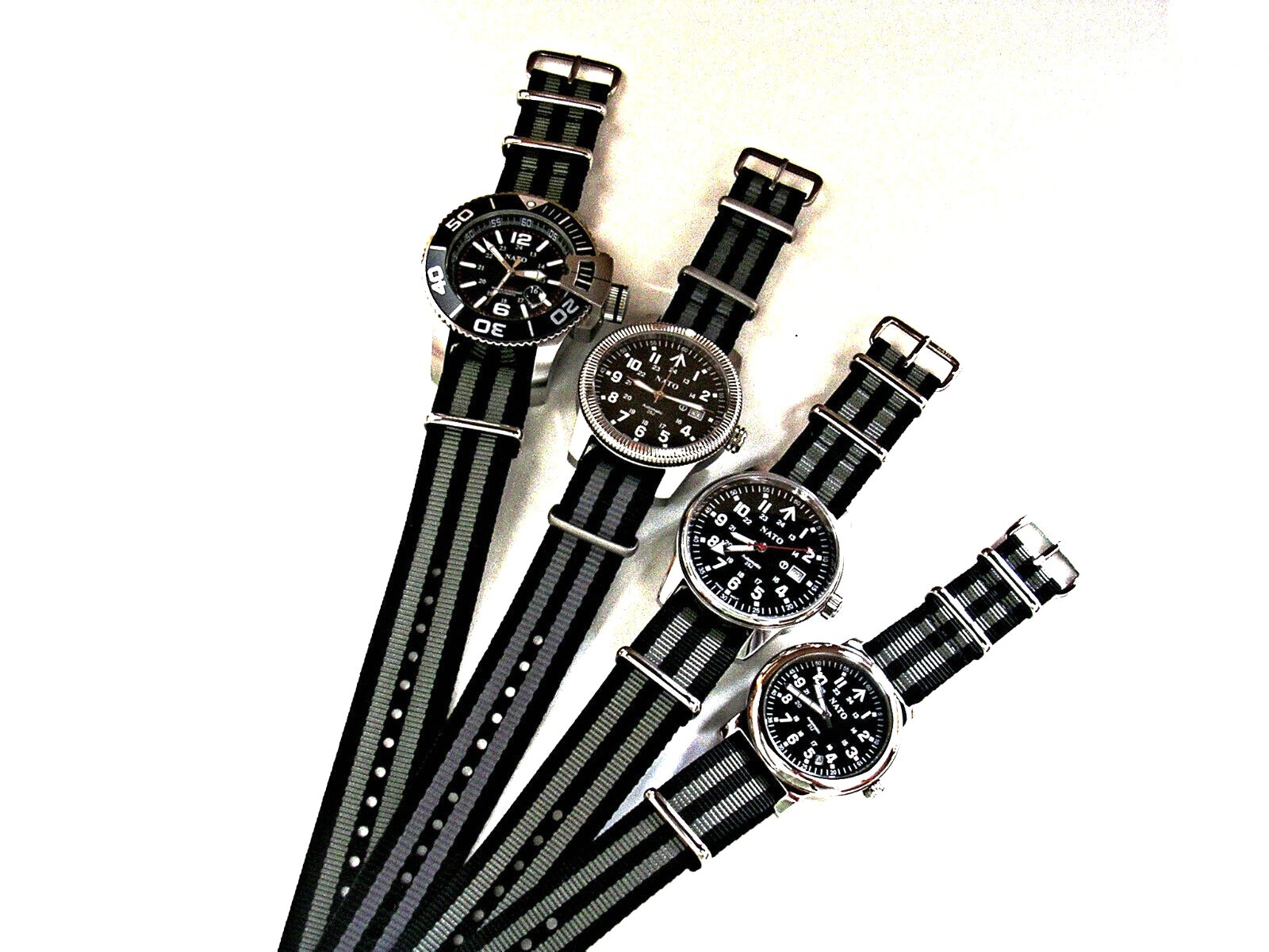 NATO G10 ® Black Grey HD nylon Military Dive watch band RAF strap bond IW SUISSE