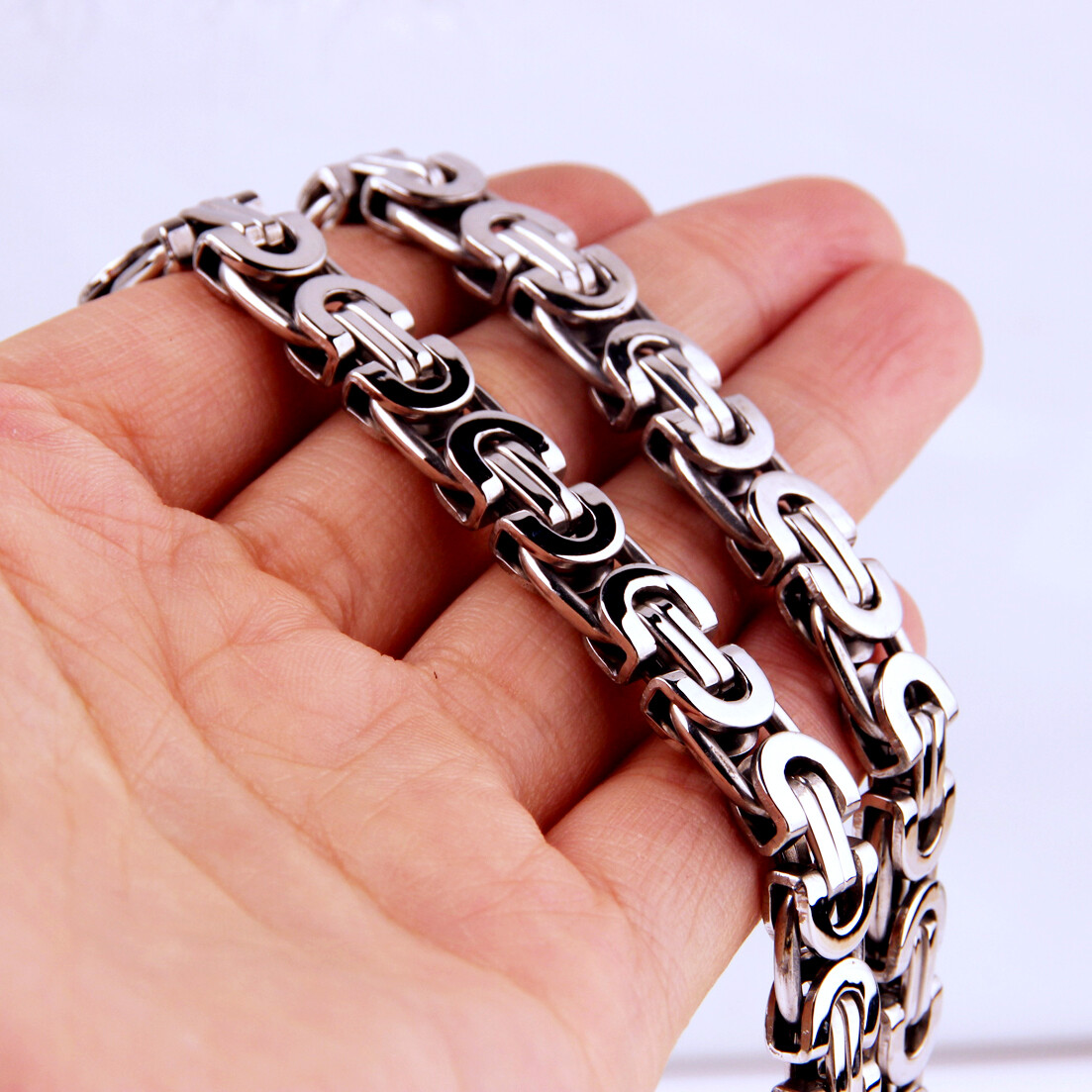 Charming 6/8/11mm Stainless Steel Women Mens Byzantine Boxes Chain Necklace Gift