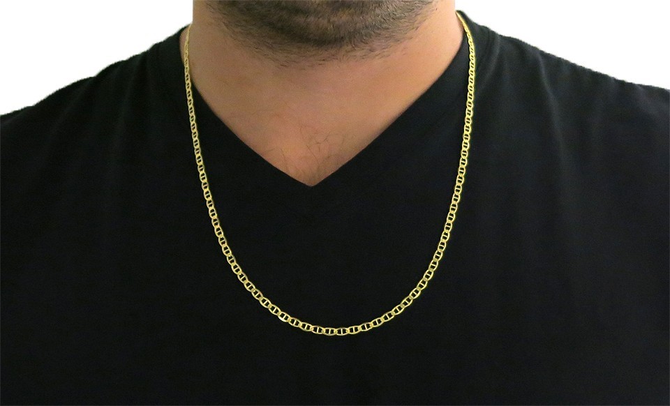 Italian .925 Sterling Silver 3.5MM Flat Mariner Link Chain Necklace 18″ – 36″