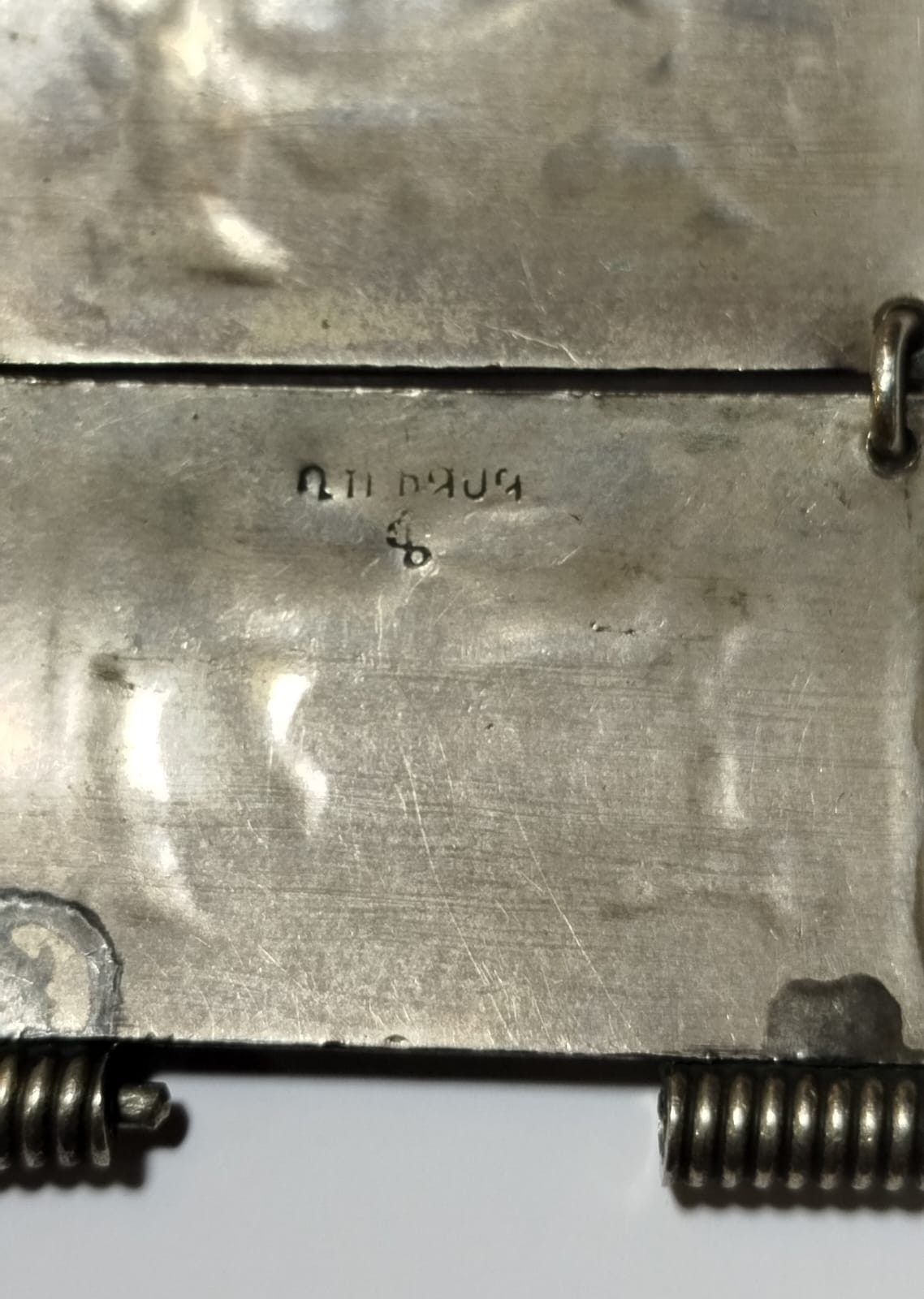 Armenian silver-plated metal bracelet, signed, 8 panels