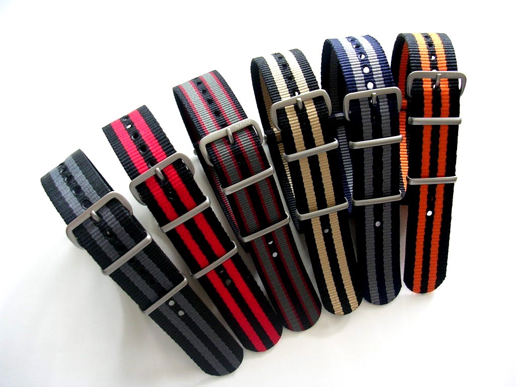 24mm Bonded striped NATO G10 military Pilot watch band strap 2 pak RAF IW SUISSE