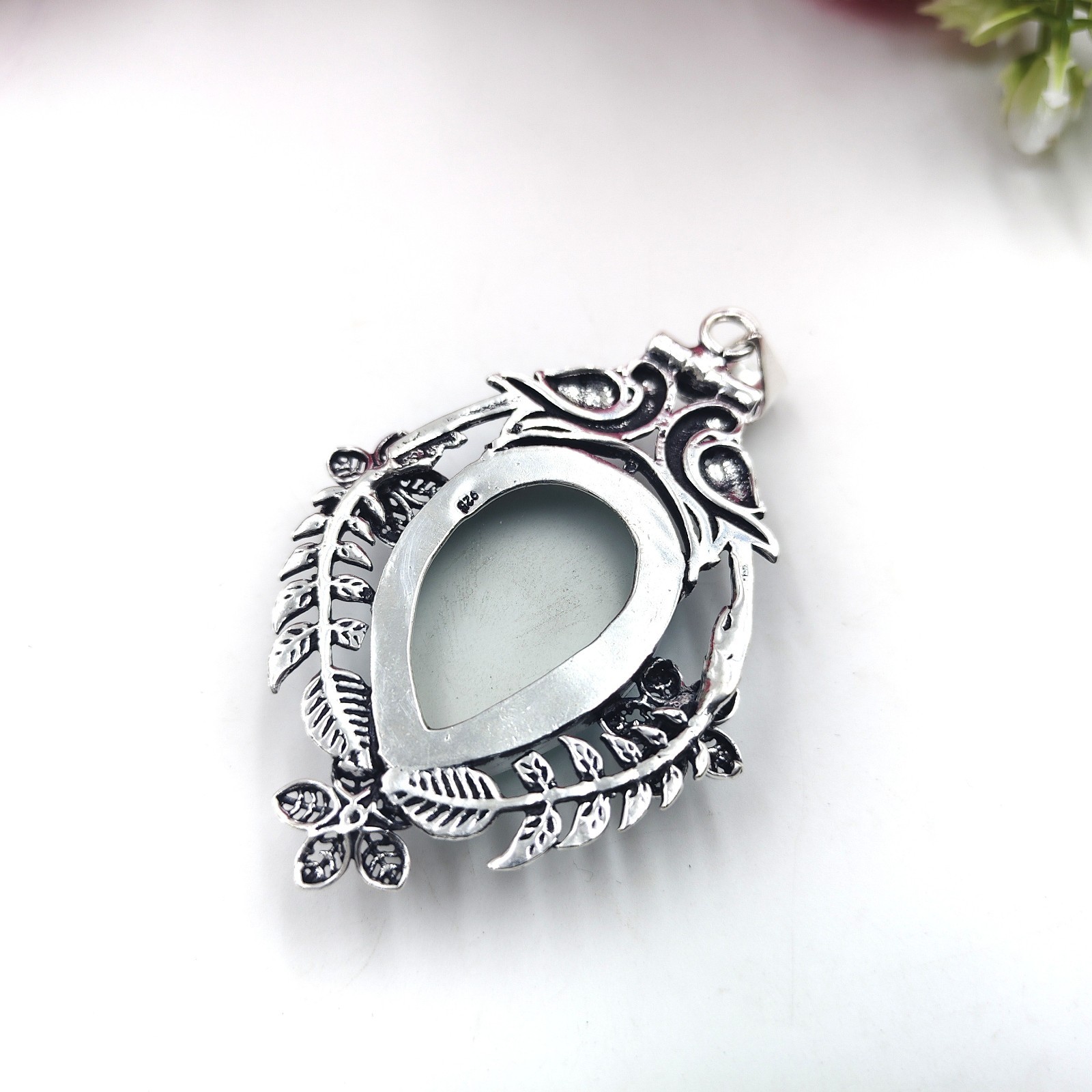 Dendritic Agate Gemstone Handmade 925 Sterling Silver Jewelry Pendant Size-2.25″