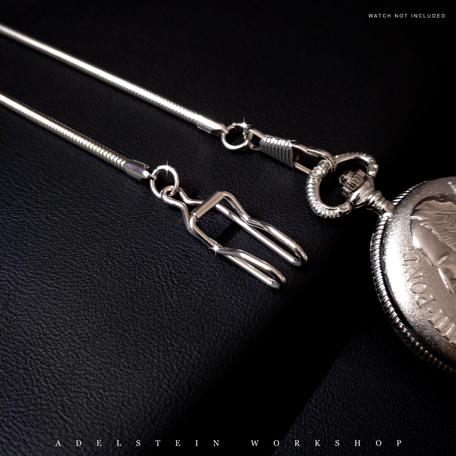 Double Curb Men’s Serpentine Silver Plated Pocket Watch Chain & Swivel