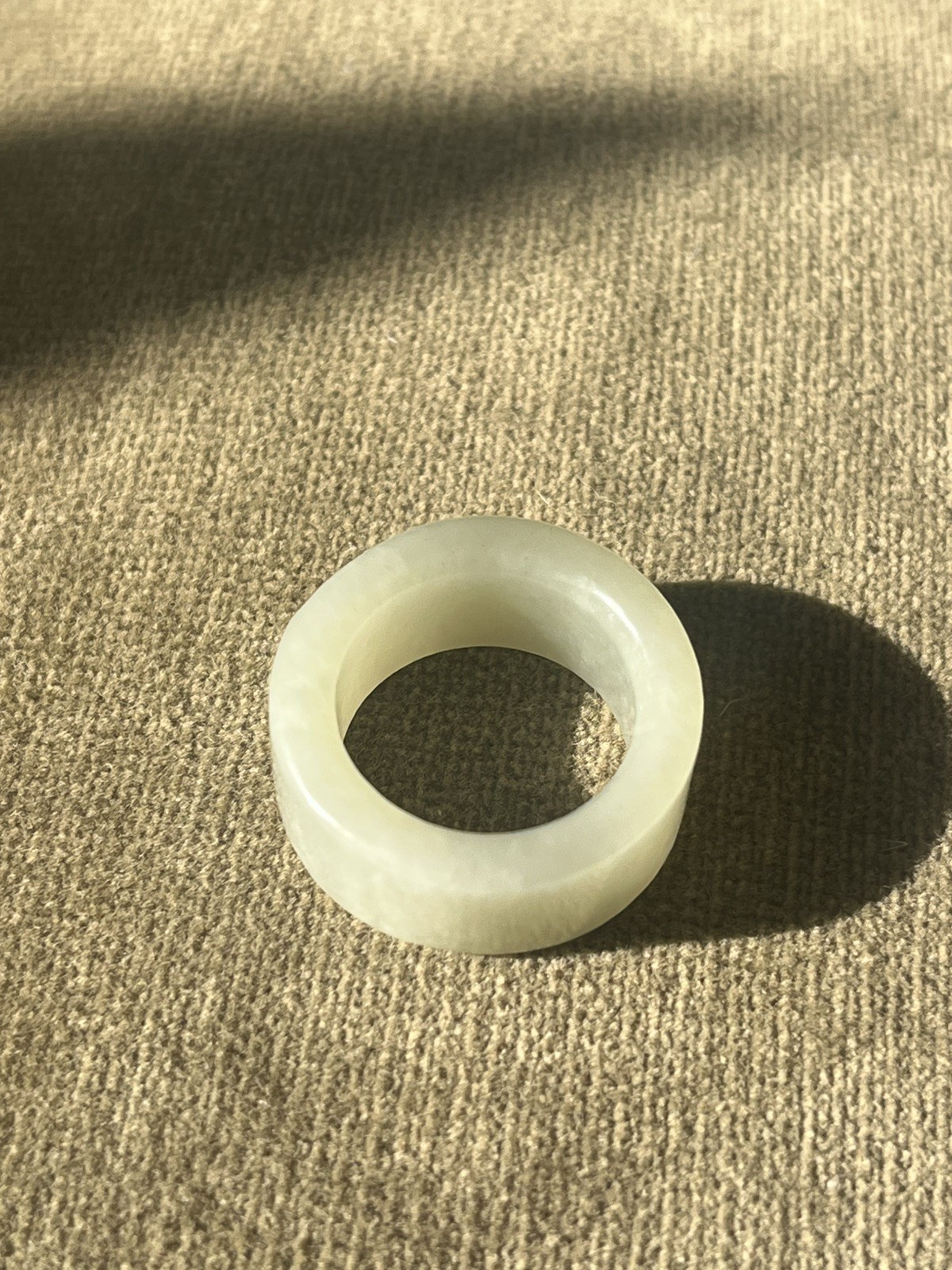 Off white/very light green Nephrite Jade Band Ring