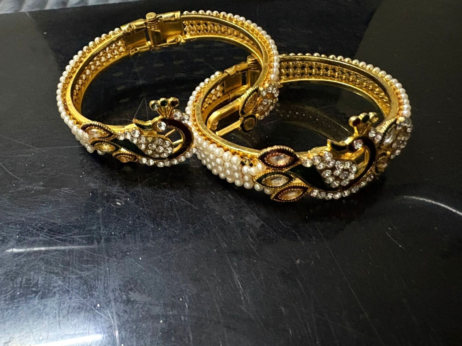 Gold Tone Adjustable Bangle Bracelet Women Fashion Jewelry Elegant Gift Open