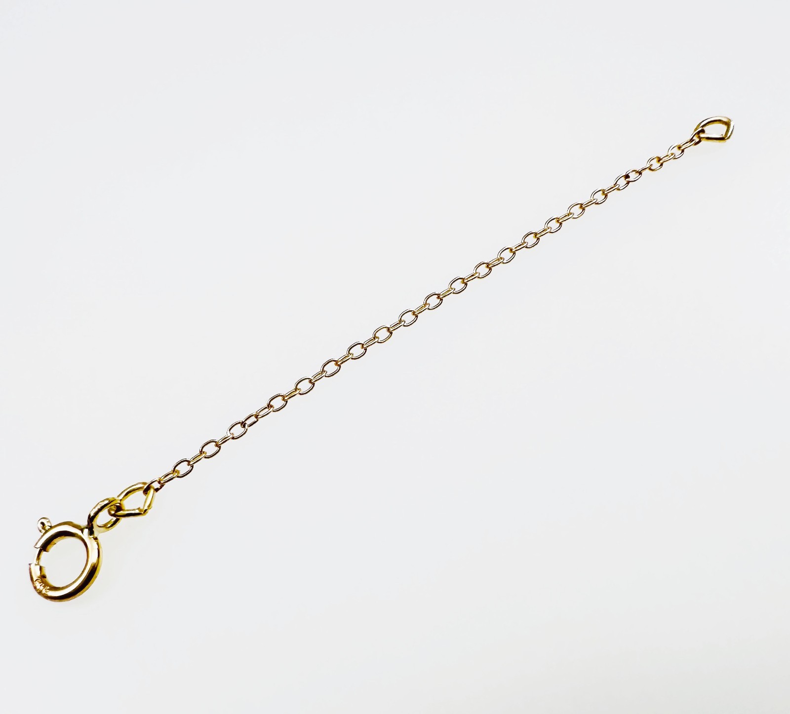 14K Solid Yellow Gold Cable Link Safety Chain Extension Extender, 1mm, 2.25″