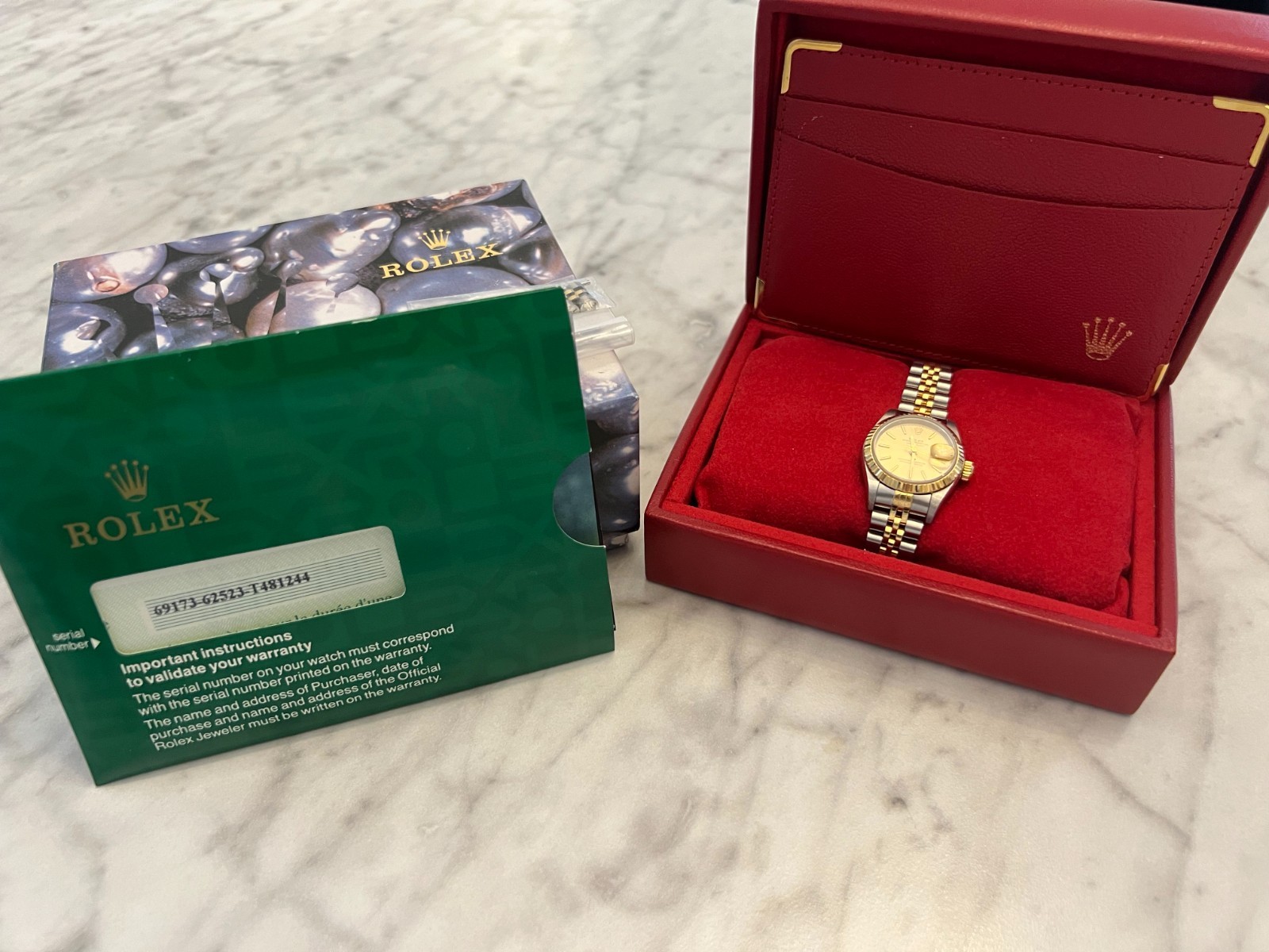 Rolex Lady-Datejust 69173 Champagne Dial With Box Papers 1996