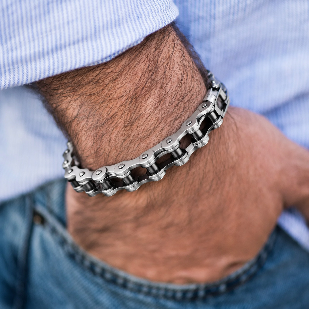 Men’s 316L Stainless Steel Motorcycle Bike Chain Bracelet 8 Inch Biker Jewelry