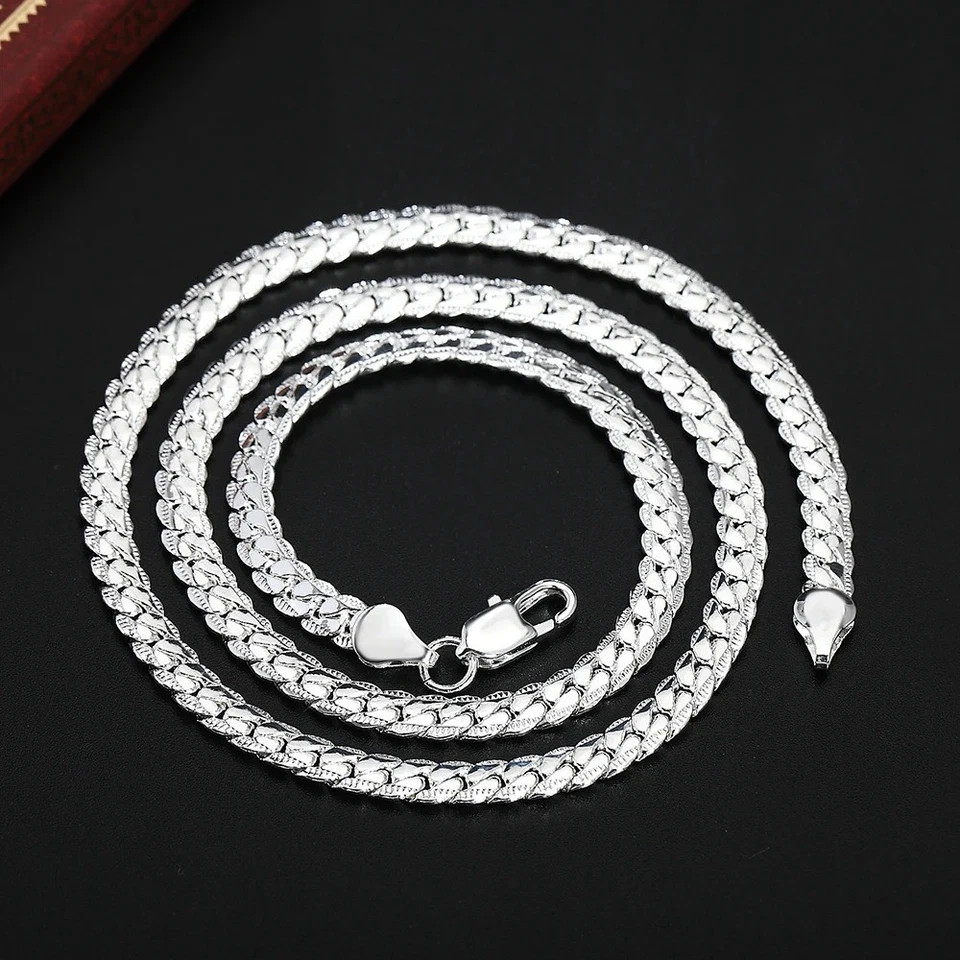 925 Sterling Solid Silver Chain Necklace Jewelry for Women Fashion Gift