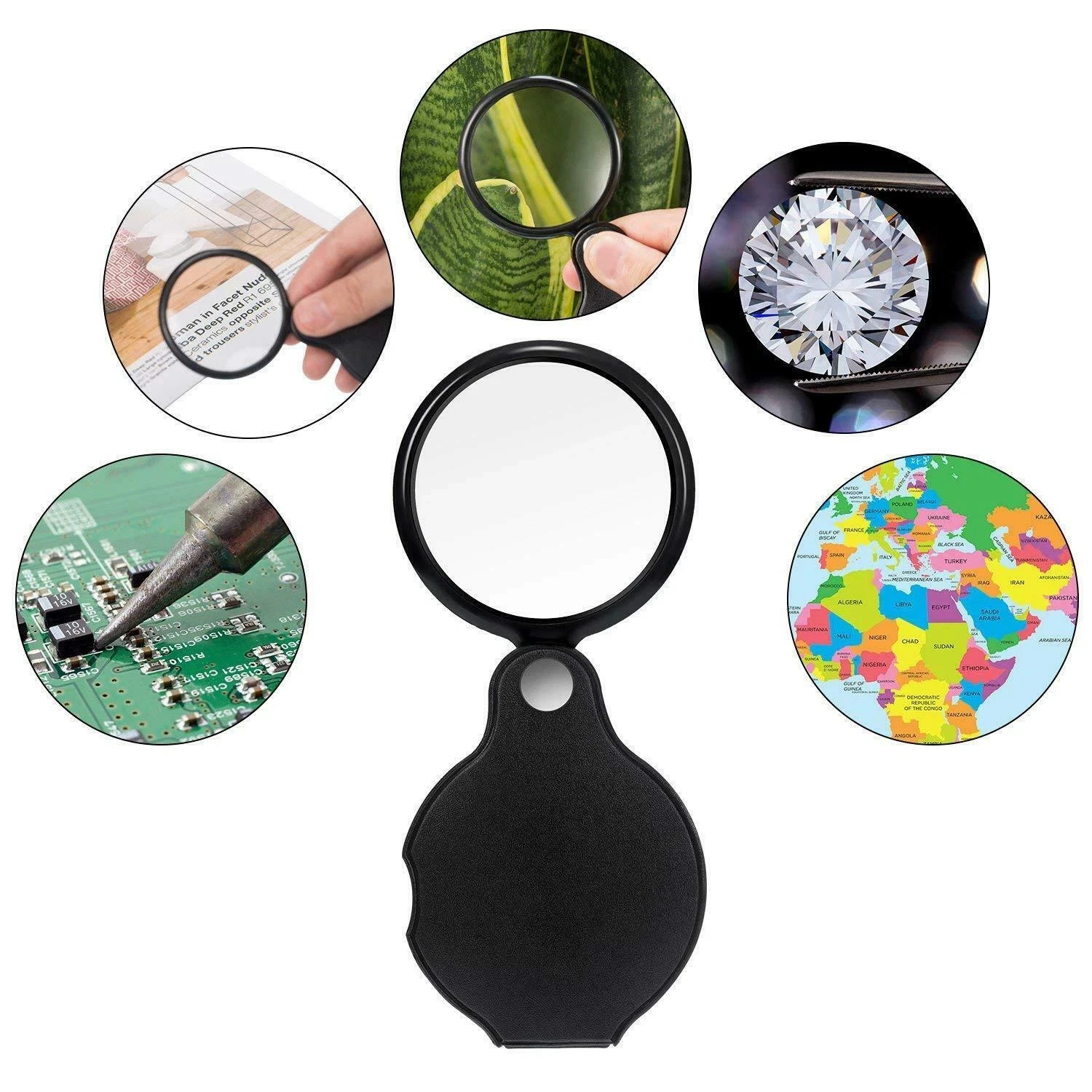 10X Mini Folding Magnifying Glass Optical Magnifier Pocket Reading Tool Loupe
