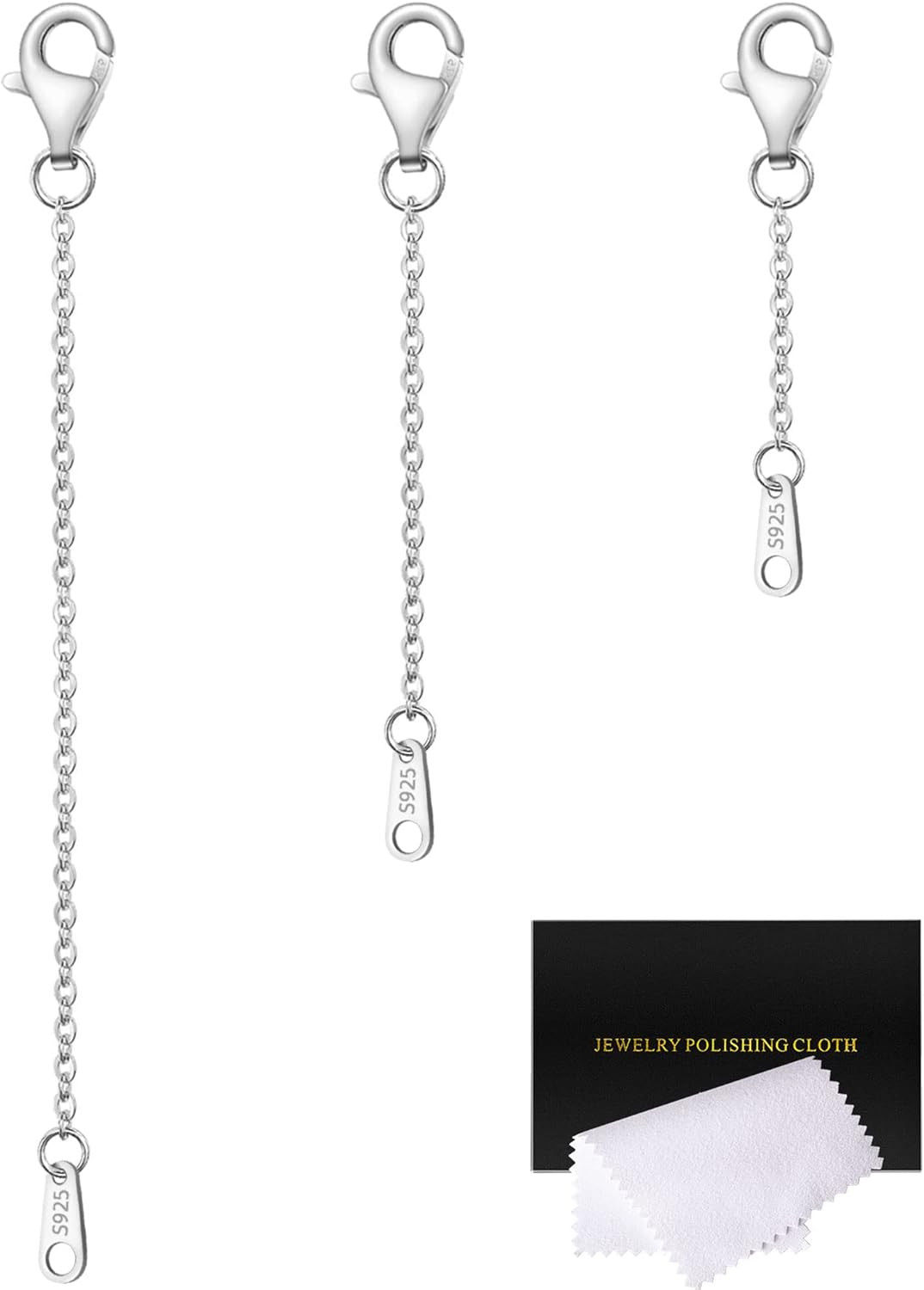 Sterling Silver Necklace Extenders for Women Silver Chain Extension Bracelet Ext