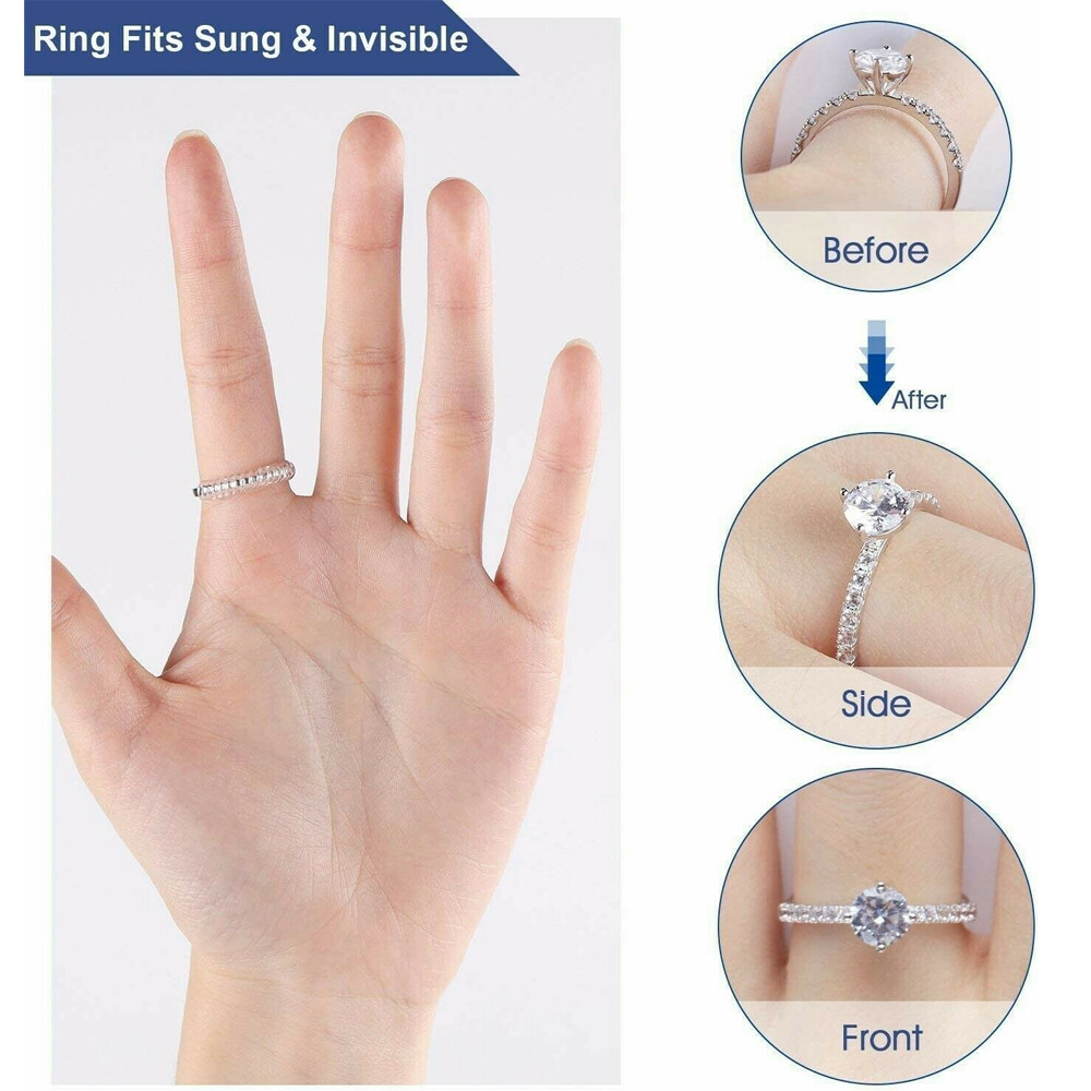 16PCS Ring Size Adjuster Invisible Clear Ring Sizer Guards Jewelry Fit Reducer