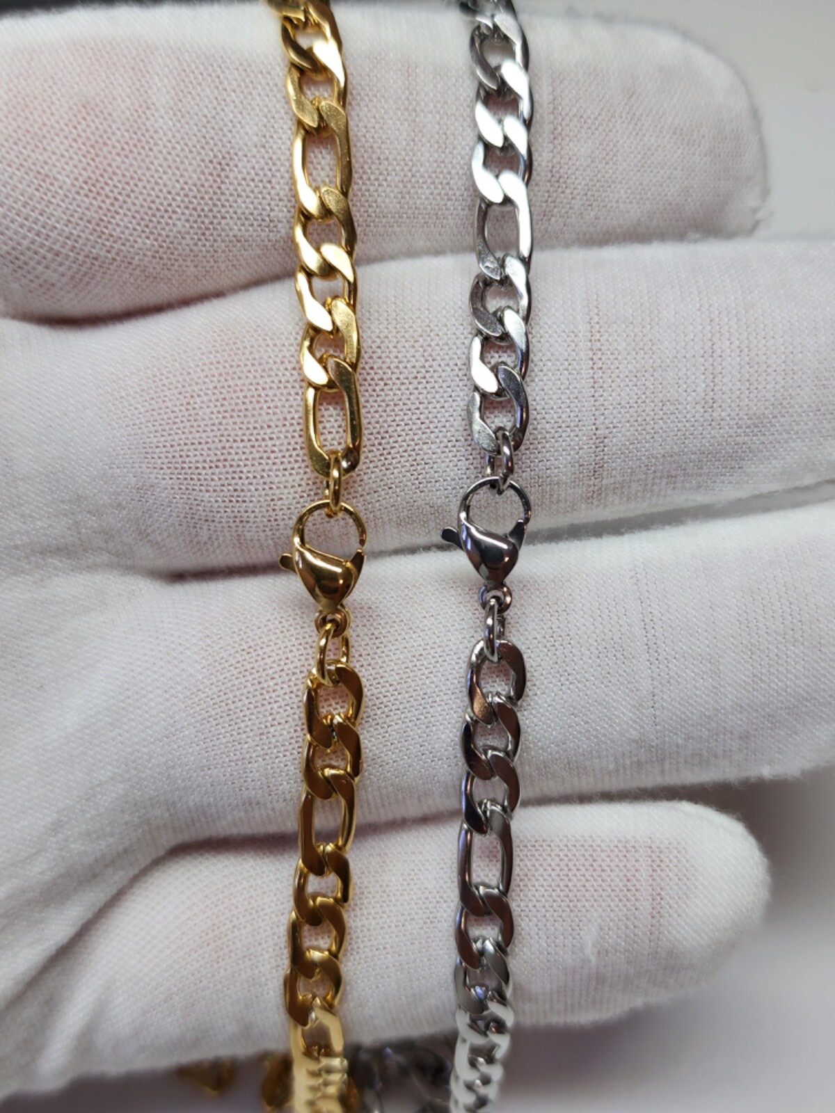 Stainless Steel Gold Plated Figaro Chain 5mm Unisex Hip Hop Jewelry Women, Men
