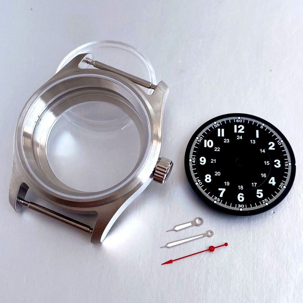 36mm Pilot Watch Case+Dial Set Sapphire Fit NH35 Miyota8215 821A ETA2824 PT5000