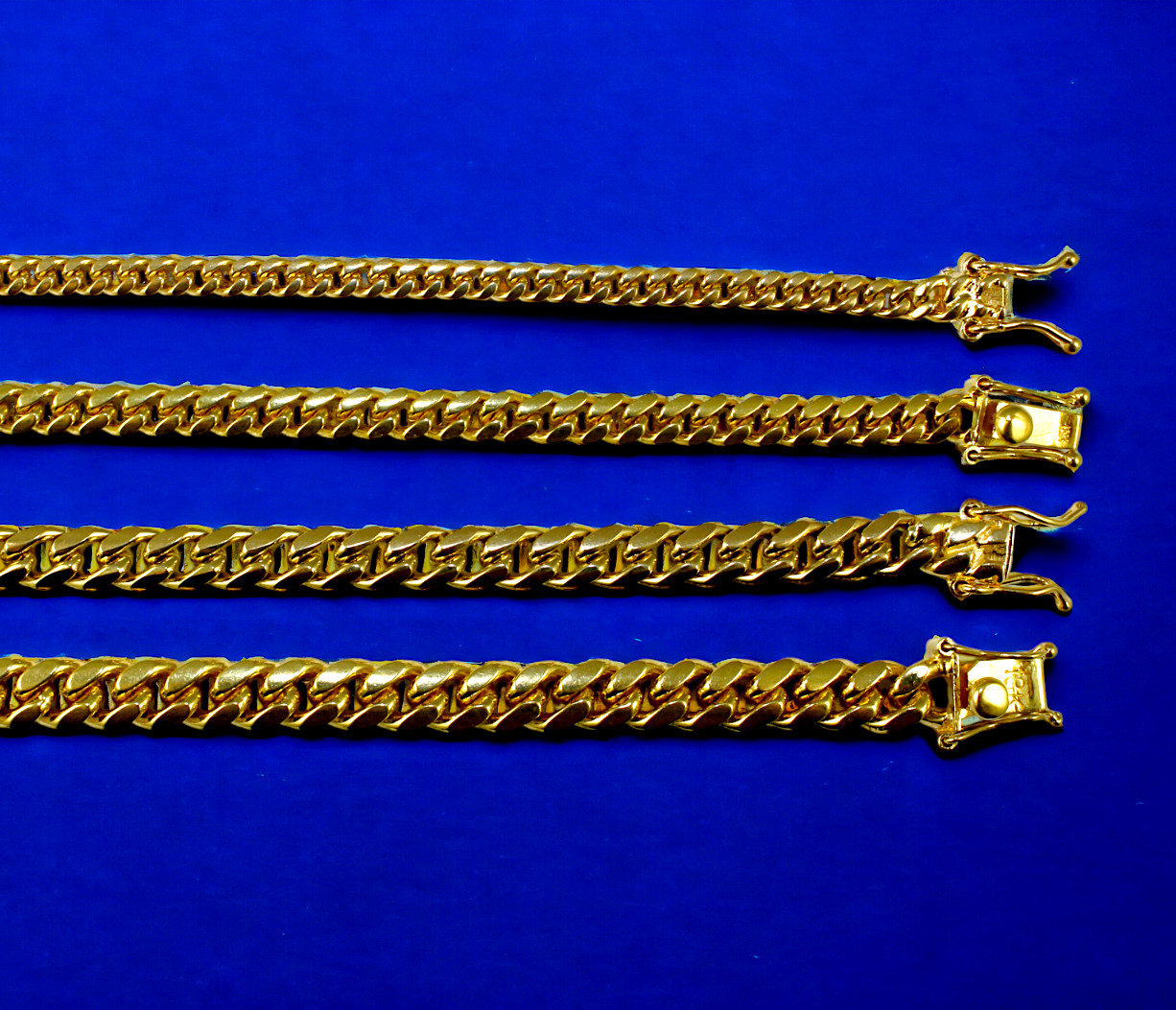 18K Yellow Gold SOLID Miami Cuban Link Chain Necklace Bracelet 4mm-7.5mm 7″-30″