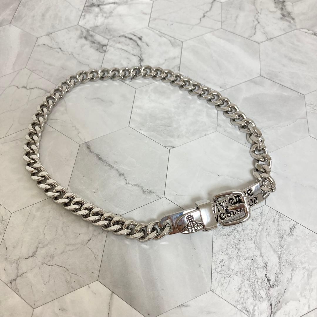 Vivienne Westwood AUGUSTINO choker necklace Buckle Silver with drawstring