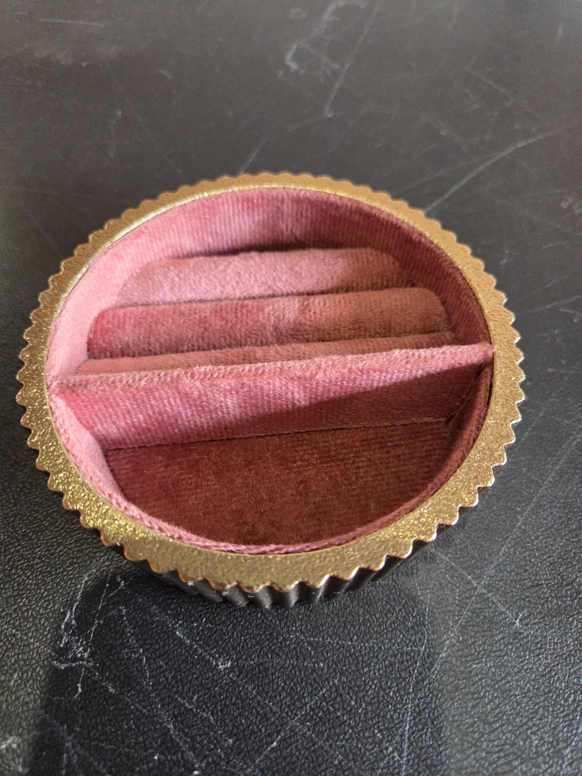 Hearth & Hand with Magnolia Ribbed Brass Jewelry Tray Pink Velvet Lined Round