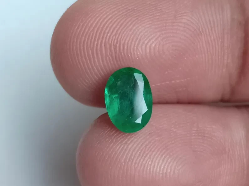 Certified Natural Zambian Green Emerald 1.13 Ct Oval Cut Loose Gemstone
