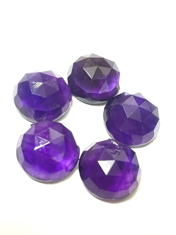 10 mm Natural Amethyst Rose Cut Round Shape Loose Gemstone For Jewelry Making