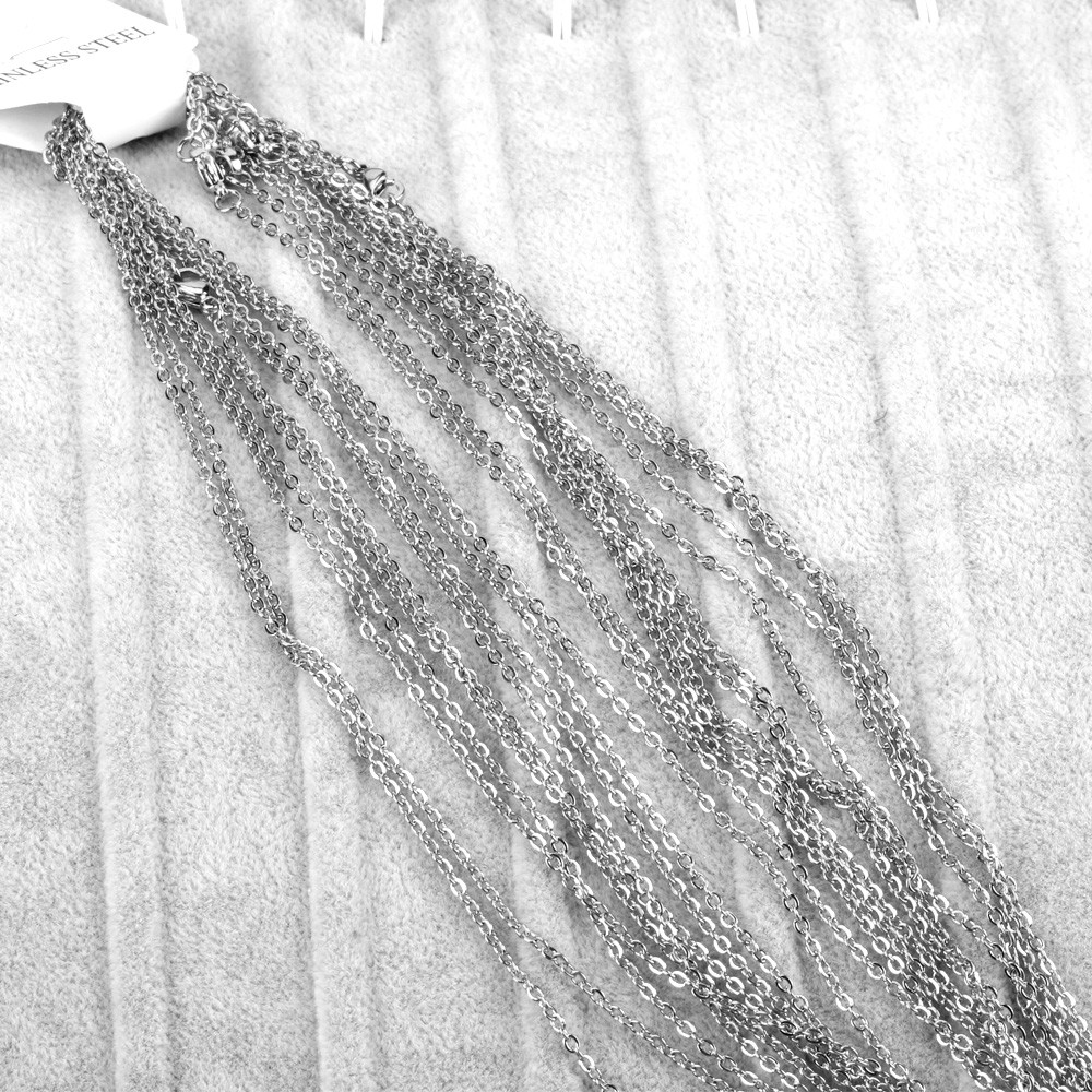 1.5-3.2mm 16″-32″ Wholesale In Bulk Stainless Steel Silver Oval Chain Necklace