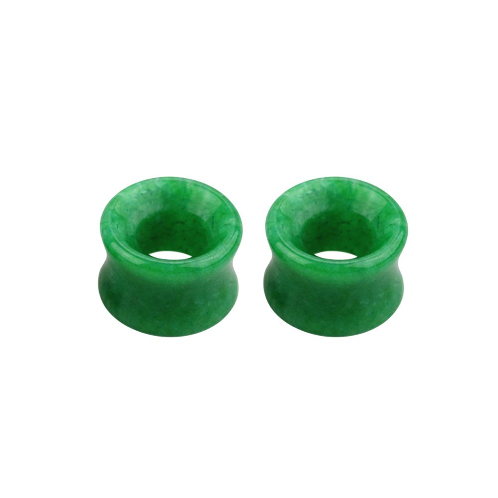Jade Stone Double Flare Concave Tunnels Ear Gauges Plugs Piercing Sold as a Pair